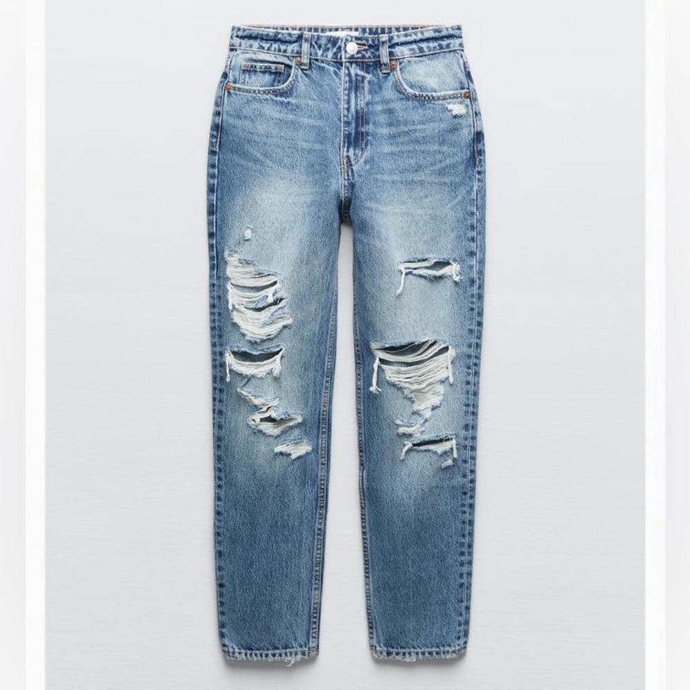 NWT Zara TRF Ripped Mom Jeans size 27/4